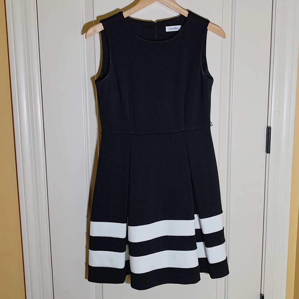 Calvin Klein Black and White striped dress